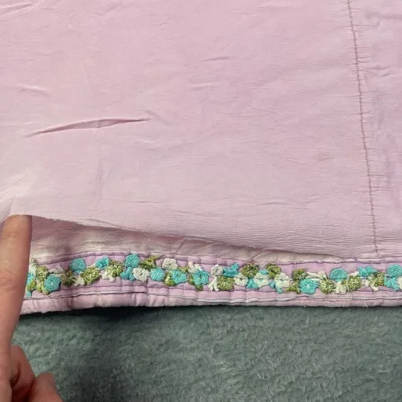 Vintage Baby Quilt Hand Embroidered Animals Pastel Crib Blanket Handmade 36x30 - Picture 12 of 16